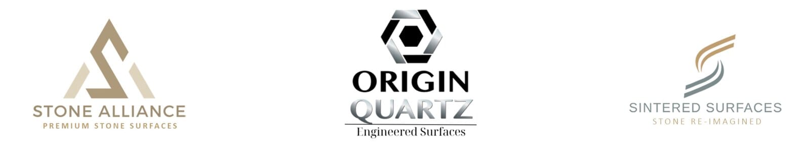The old Stone Alliance, Origin Quartz and Sintered Surfaces logos