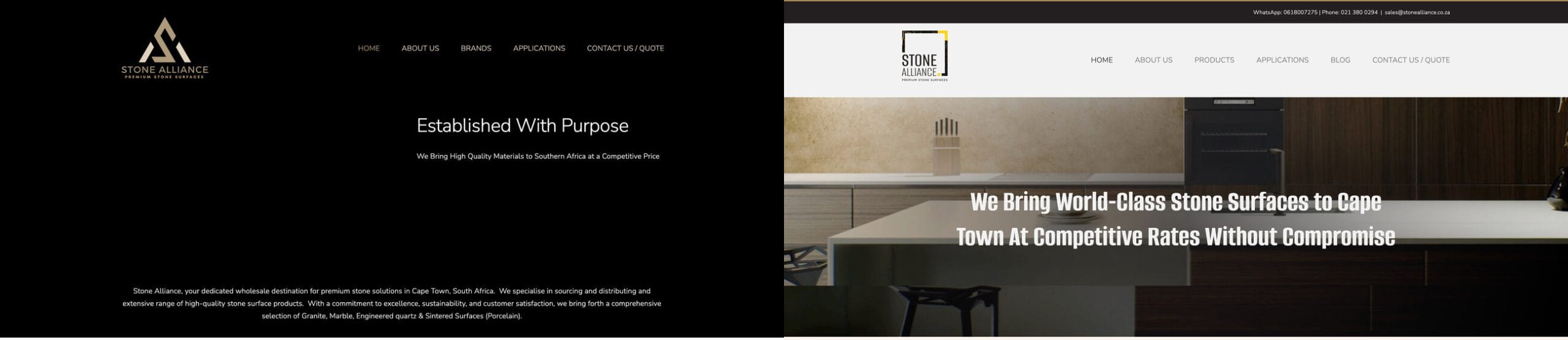 Stone Alliance website before and after